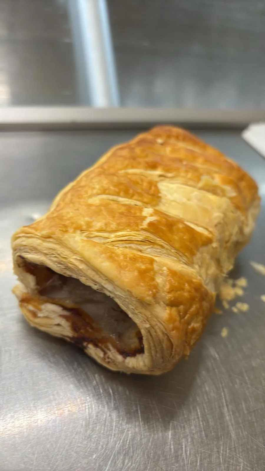 Extra large pork & Stilton sausage roll.